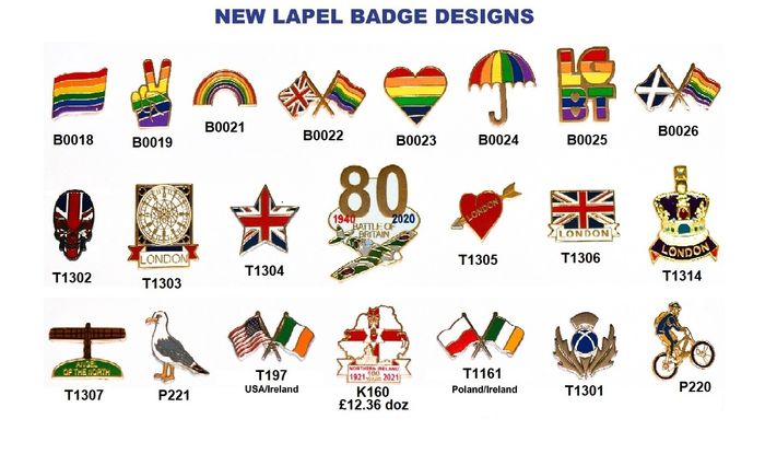 Latest Lapel Badge designs now in stock!